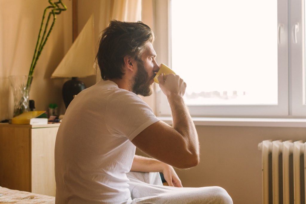 man drinking coffee